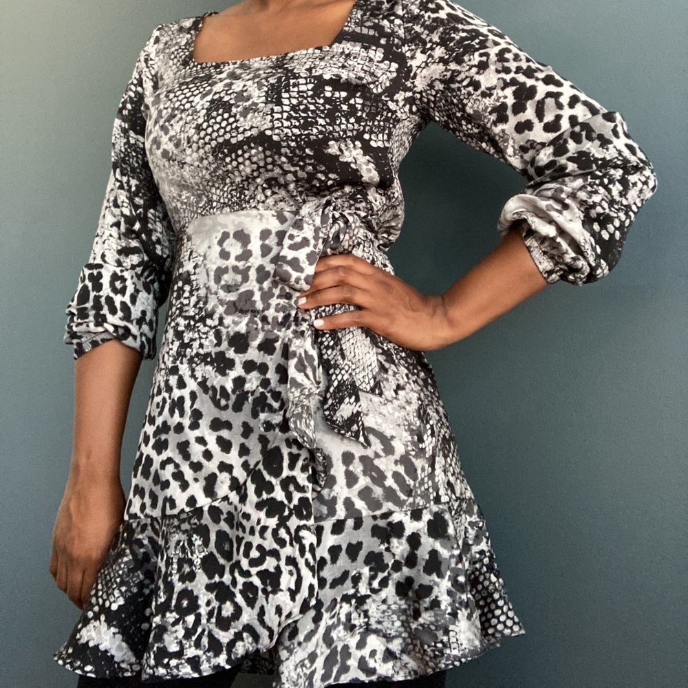 EXPRESS TIE WAIST RUFFLE DRESS